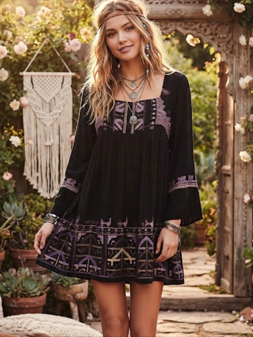 Free People Rhiannon Embroidered Mini Dress Size XS